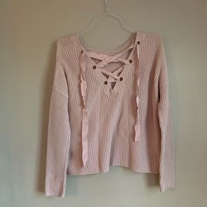 🌈 EUC Chunky knit sweater size large Garage PINK